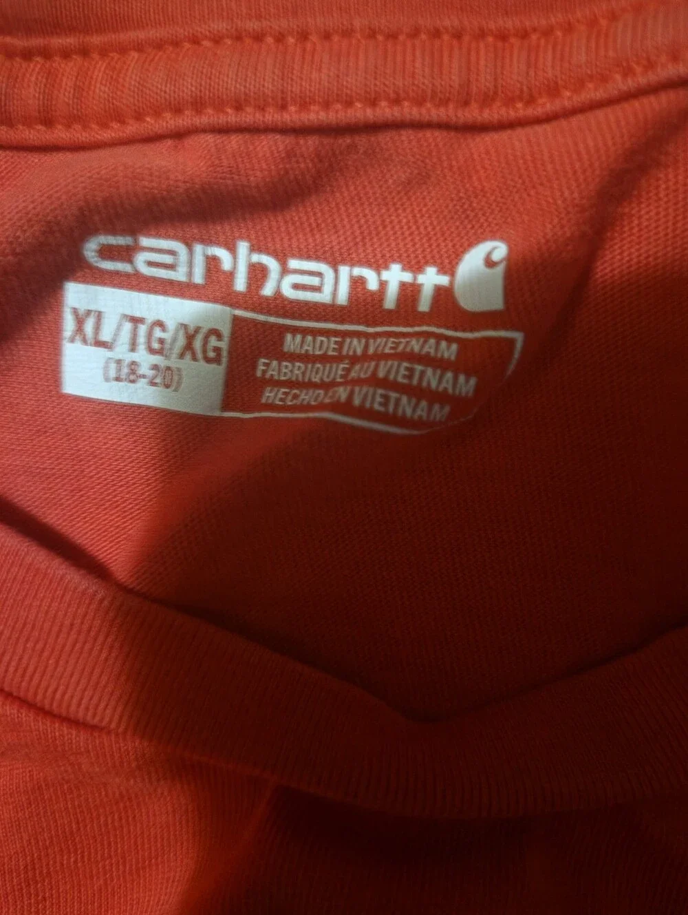 Carhartt Red Long-Sleeve Pocket Tee with Sleeve Logo